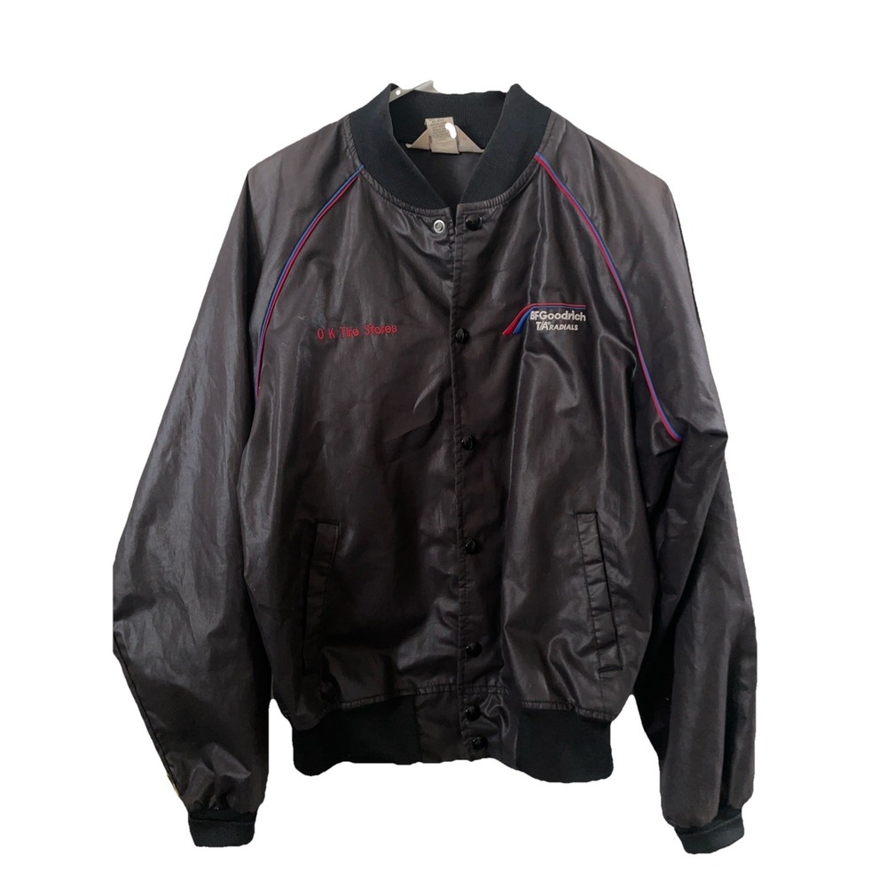 Vintage Nylon Windbreaker Mechanics OK Tire Store BF Goodrich Embroidery Mens M